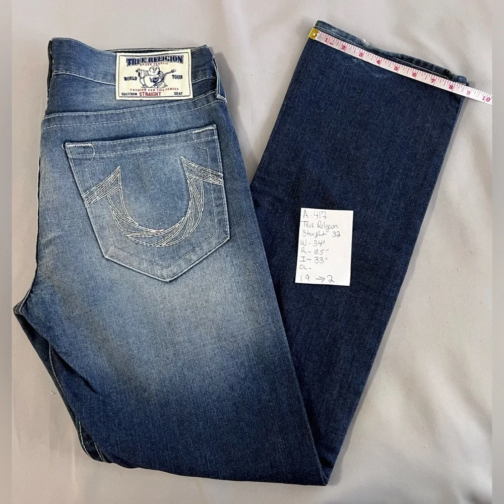 Men's True Religion Jeans Straight Size 32‎ RN# 112790 Denim Horseshoe Gorgeous